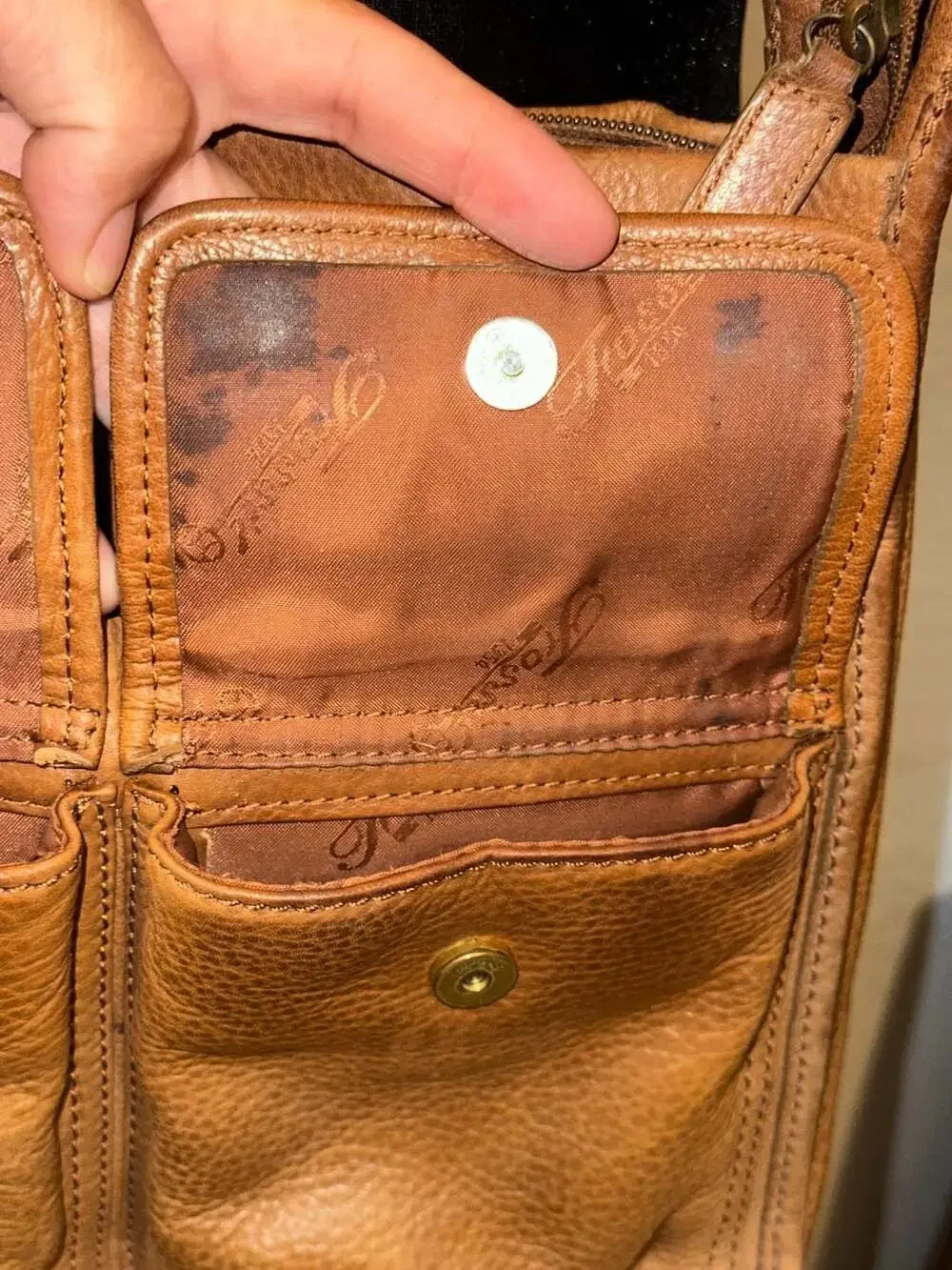 Fossil 75082 Brown Pebbled Leather Messenger Shoulder Bag